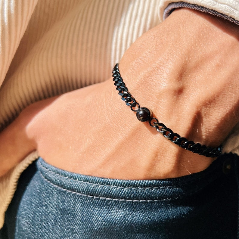 Cuban Chain Photo Bracelet by Memorie Glow